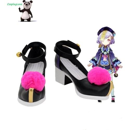 CosplayLove Genshin Impact Qiqi Black Shoes Cosplay Long Boots Leather Custom Hand Made For Girl Boy