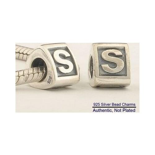 DIY fits for Bracelets Alphabet S Charms 100% 925 Sterling Silver Beads Free Shipping
