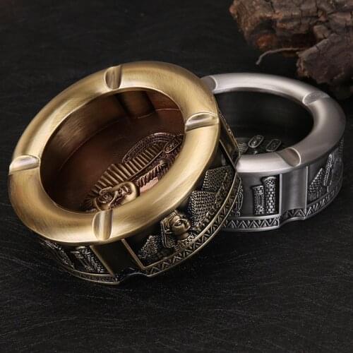 Egyptian ashtray zinc alloy pharaoh figure Carmen creative European style retro ashtray metal crafts home gifts