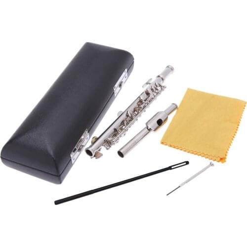 Piccolo Ottavino Half-size Flute Plated C Key Concert Flute Cupronickel with Cleaning Cloth Screwdriver Padded Box
