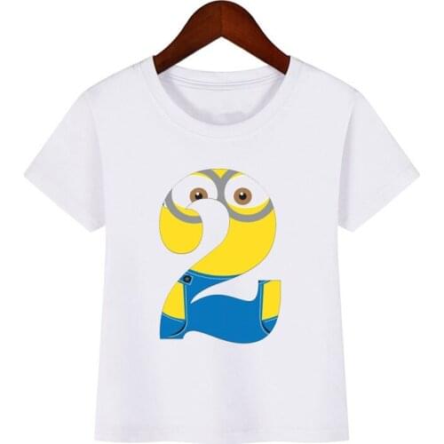 Cute Cartoon Boys T Shirt Kids Clothes Girls 1 To 9 Happy Birthday Number T-shirt Summer Short Sleeve TShirt Kawaii Tops