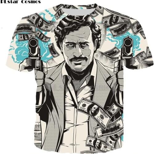 PLstar Cosmos Narcos Pablo Escobar Narcos t shirt hoodies sweatshirt Weed Mafia Scareface Luciano Capon Men Plus Short Sleeve-3