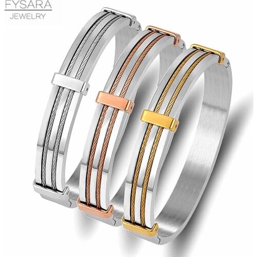 FYSARA Fashion Bangles Couple Party Jewelry Accessories Rose Gold Color Cable Wire Bangles Wedding Jewelry Custom Wholesale