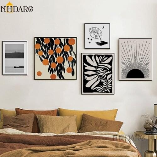 NHDARC Classical Light Luxury Art Style Leaf Pictures Paintings Canvas Giclee Print Poster Living Room Home Wall Decoration