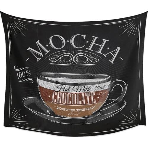Coffee Poster Coffee Cup Black Wall Tapestry Home Wall Decor Tapestry Cover Beach Towel Picnic Mat Yoga Mat