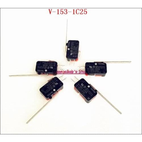 20pcs/Lot V-153-1C25 Micro Limit Switch Long Hinge Lever Arm 15A 250VAC SPDT NO NC Snap Action