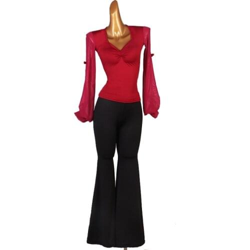 Latin Dance Costumes Long Sleeve Tops Pants For Women Adult Practice Clothes Ballroom Dance Professional Dance Clothing DQL3821