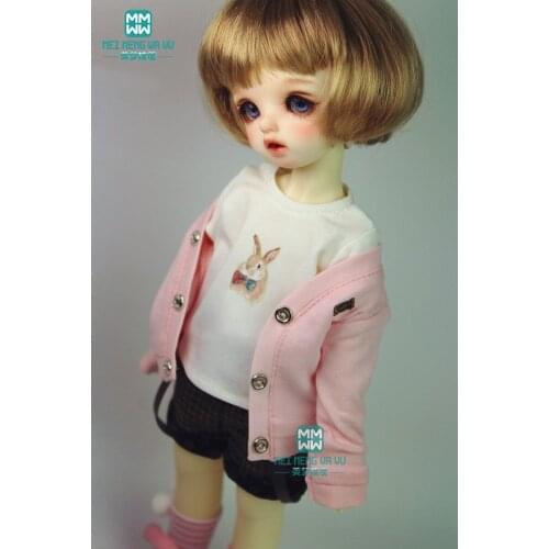 BJD doll clothes fits 27cm-30cm 1/6 BJD doll fashion pink student suit student knit cardigan pleated skirt