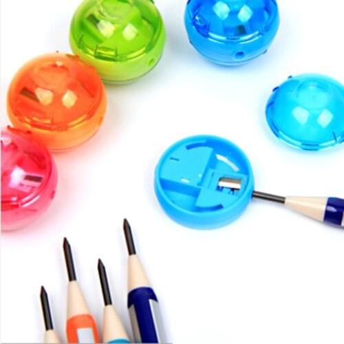 2pcs Cute Round Mini Pencil Lead Dedicated Sharpener Double Hole School Office Supply Kids Gift 1.6 x 3.4cm Random Color
