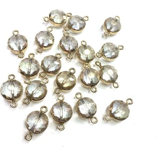 Fashion Natural Stone Pendants Connector Faceted Glass Crystal Charms for Jewelry Making DIY Bracelet Necklaces Accessories
