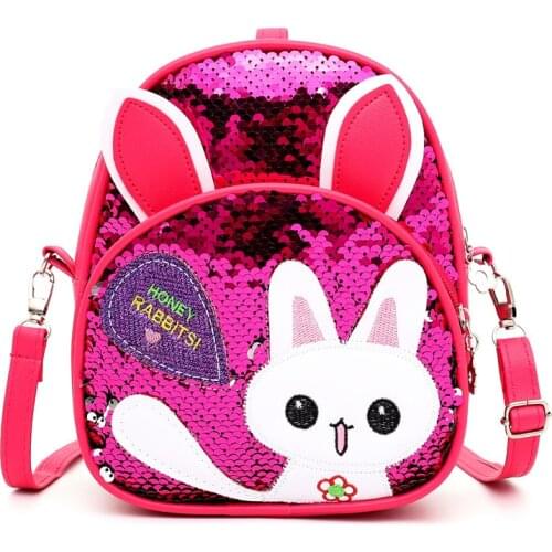 New Fashion Childrens Backpack Lovely Cartoon Rabbit School Bag For Girls Kids High Quality PU Leather Female Bags