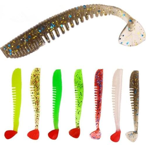 10PCS Fishing Lures T tail soft lure 8cm/2.5g threaded road Artificial Baits Wobblers Soft Lures Shad Fishing Soft Baits Tackle