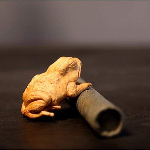 Boxwood 5CM Lucky Rich Toads Sculpture Wood Frogs Golden Toad Animal Wood Statue Office Decoration Mascot Home Decor