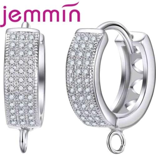 Classical Design 925 Sterling Silver Super Clear Austrian Crystal Cubic Zirconia Jewelry For Women Girls Earrings Hoop
