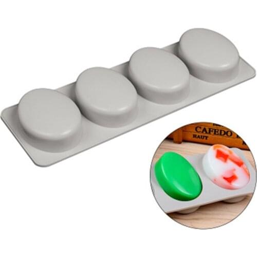 3D 4 holes Silicone Soap Mold For Handmade Soap Making Forms High temperature resistant release soap mold Oval Fun Gifts DIY