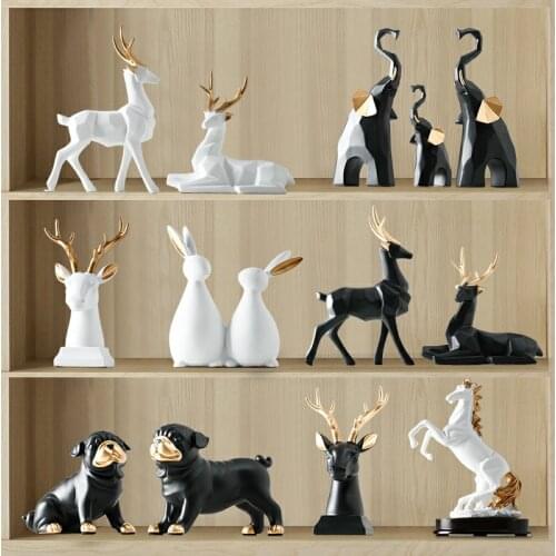 Deers Sculpture Resin Deer Statue Nordic Decoration Home Decor Statues Deer Figurines Modern Decoration Deers Tabletop Ornament