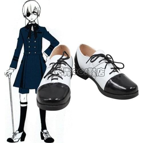Black Butler Ⅱ Kuroshitsuji Ciel Phantomhive Anime Customize Cosplay Flat Shoes Custom-made for size 35-48 halloween party shoes