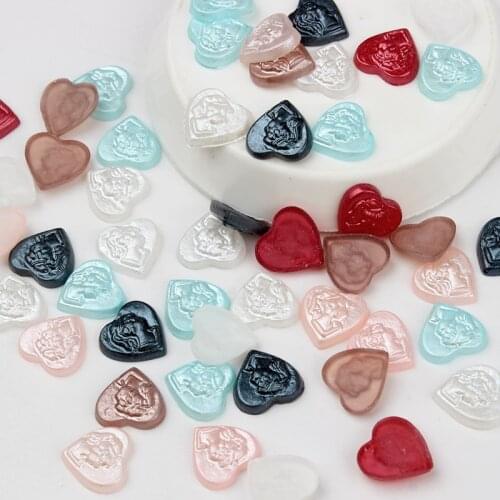 30pcs Resin heart-shaped portrait carved Cartoon Nail art Decoration 3D Charms nails rhinestone Jewelry Accessories Manicure
