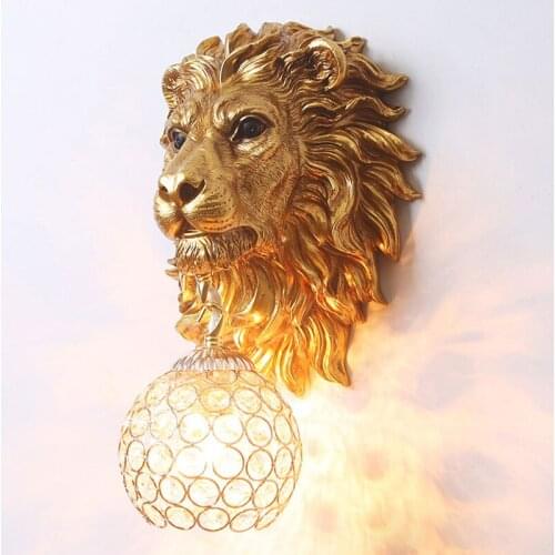 Vintage Lion Wall Lamps for Bedroom European Led Wall Sconce Light Fixtures Living Room Decor Bathroom Mirror Lights Wall Light