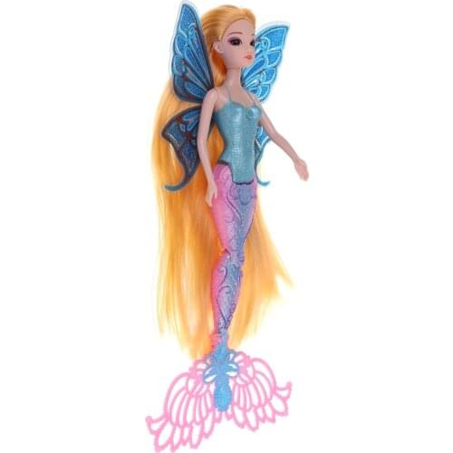 High Quality Plastic Toy Classic Mermaid Doll Girl Female Action Figures with Butterfly Wing Home Ornaments