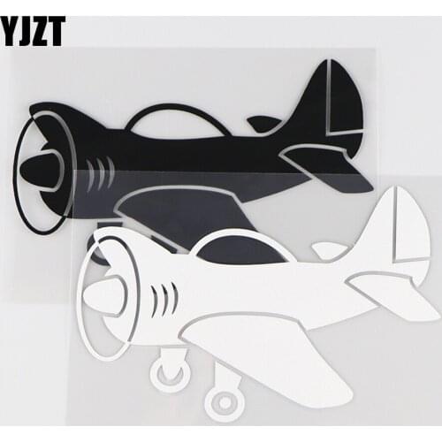 YJZT 13.8×9CM Interesting Airpane Car Sticker Body Decoration Aircraft Vinyl Decals Black / Silver 10A-0432