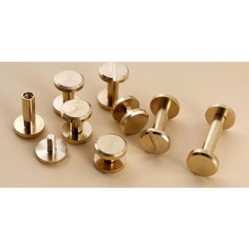10pcs Solid Brass Binding Chicago Screws Nail Stud Rivets For Photo Album Leather Craft Studs Belt Wallet Fasteners 10mm cap