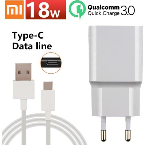 Xiaomi 18W Fast charger QC 3.0 USB Charger Type-C For Xiaomi Redmi note 7 8 Pro 9S Redmi 7 8 8A 6A Mi 8 Lite Mi 9 SE 9t Max 3 A3