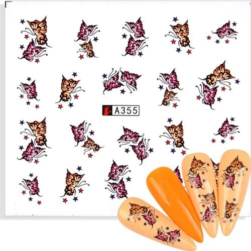 1 Sheet 2021 NEW Designs Insect Water Transfer Decals Nails Sticker Butterfly Watermark Flakes Slider Tattoo Nail Art Decoration
