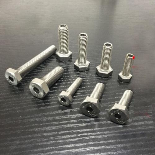 1Pcs M12 M14 M16 (20mm-50mm Length) Stainless Steel Hollow Screw Hex Head Screws Threading Cable Bolts