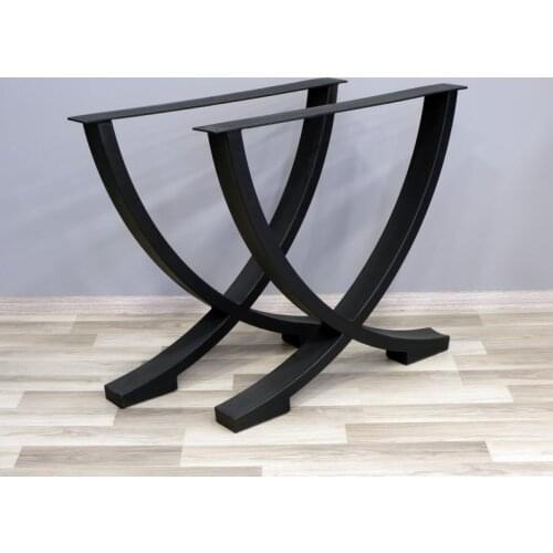 2 pcs Oval, Half Moon Shape Designed Steel Metal Table Leg Kitchen Desk Log Wood