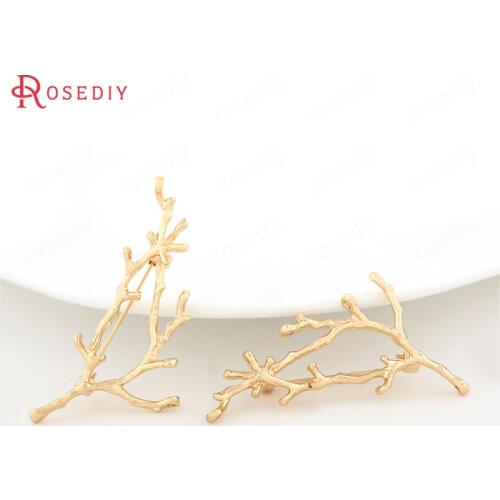 33171)4PCS 54*28MM,hole 1.5MM Brass 24K Champagne Gold Color Plated Tree Branch Brooch Jewelry Findings Accessories