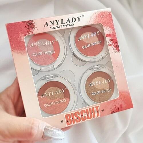 4pcs/set Eyeshadow Palette Cute Biscuit Eyeshadow Cookies Waterproof Glitter Diamond Eye Pigment Matte Shimmer Eye Makeup Powerd