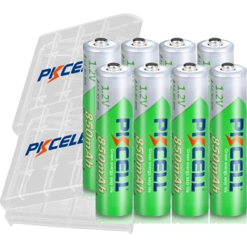 8PCS PKCELL AAA Batteries 1.2V Ni-MH AAA Rechargeable Battery 3A Low Self Discharge 850mAh batteria with 2PC Battery holder box