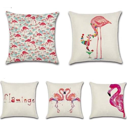 Flamingo Printed Pillowcase Cotton Linen Cute Flamingo Throw Pillow Case Decorative Pillowcases Cover funda de almohada