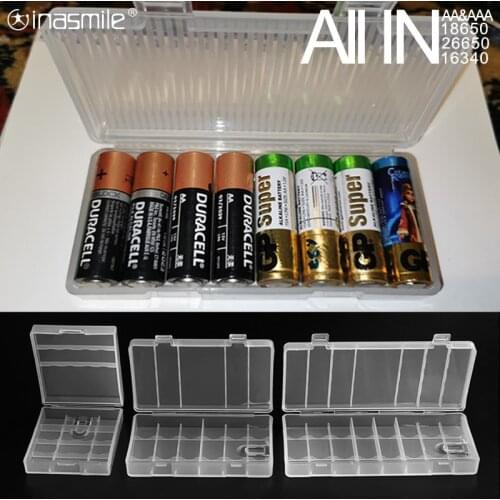 ALL IN Battery Holder Storage Box for 2 4 8 AA AAA Battery Case for 18650 26650 16340 Rechargeable Battery Container Organizer