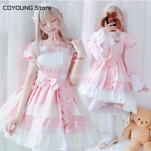 COYOUNG Store Cosplay sweet lolita dress retro lace bowknot flare sleeve swallowtail victorian dress kawaii girl gothic lolita