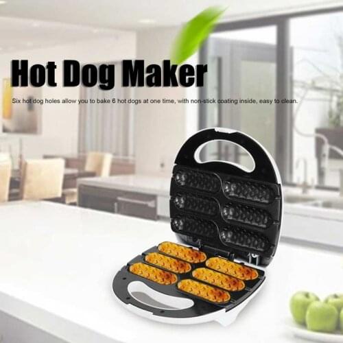 850W Sandwich Maker 6 Holes Electric Hot Dog Maker Multifunction Bread Sausage Breakfast Machine EU 220V