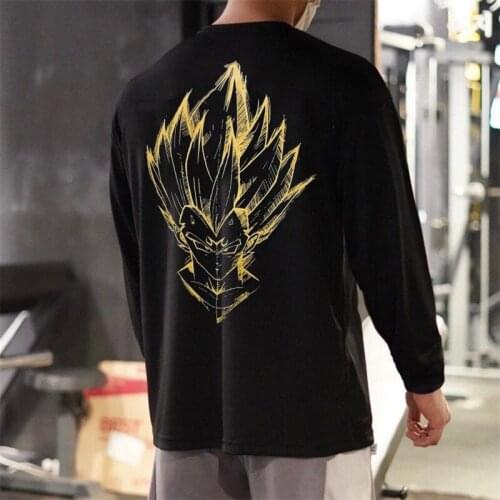 Hip hop Long sleeve Cotton T-shirt Men Gym Fitness Bodybuilding Workout Loose t shirt Male Print Tee Tops Sporty Brand Clothing