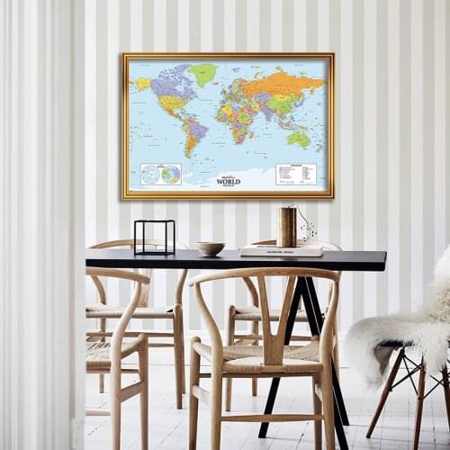 Small Canvas Map 84*59cm World Map Wall Sticker Office Supplies Detailed Antique Poster Wall Paper for Home School Decor