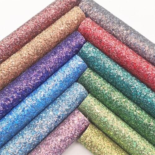 Autumn Chunky Glitter Faux Vinyl Fabric with Twill Backing Glitter Leather Sheets For Earrings Bows DIY 21X29CM GM2254