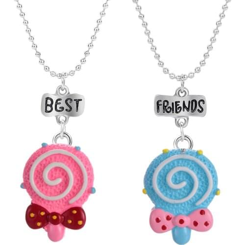 Cute Candy Color Lollipop Necklaces For Kids Love Best Friend Necklace Childlike Food Jewelry Christmas Gifts Wholesale