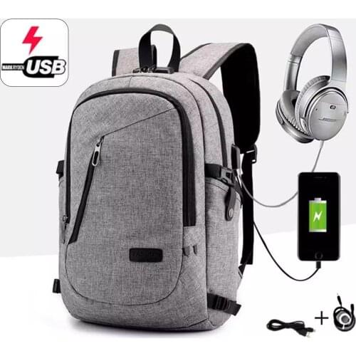 15.6 Inch Laptop Backpack USB Charging + Headphone Hole Large Capacity Business Multi Function Laptop Bag For Men/Women Travel