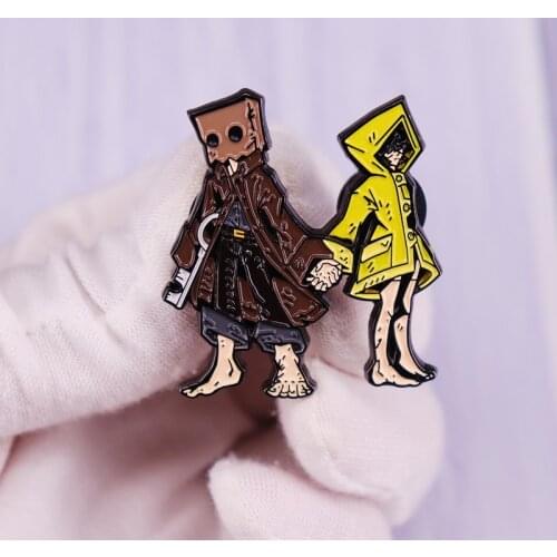 Mono and Six Enamel Pin Little Nightmares Brooch Cartoon Game Badge fashion Jewelry decor