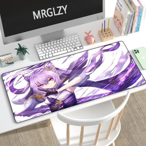 MRGLZY Anime Sexy cute Girl Mouse Pad Genshin Impact Keqing Gamer Large DeskMat Computer Gaming Peripheral Accessories MousePad