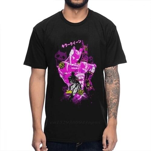 For Man Killer Queen JoJo Bizarre Adventure Tee Shirt Unique Design O-neck Natural Cotton T Shirt Wholesale
