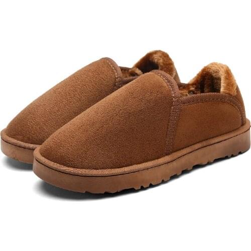 2021 Winter New Concise Style Mens Boots Comfortable Round Toe Low Heel Slip-on Plush Thickening Shallow Snow Boots Non-slip