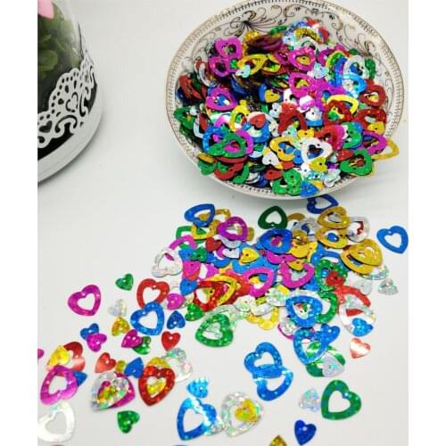 50g 12mm Flat Love Heart Sequins For Crafts Sewing Accessories 2pc Set Confetti Spangles 7 Colors Available