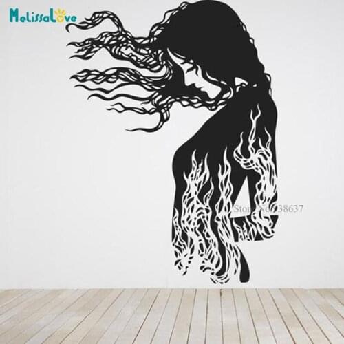 The Girl And Fire Wall Decal Home Living Room Bedroom Decoration Waterproof Removable Vinyl Sticker Mural BD300