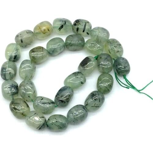 Natural Stone Beads Green Hair Crystal Quartz Nugget Irregular Oval 10-14 mm For DIY Making Jewelry Supplies