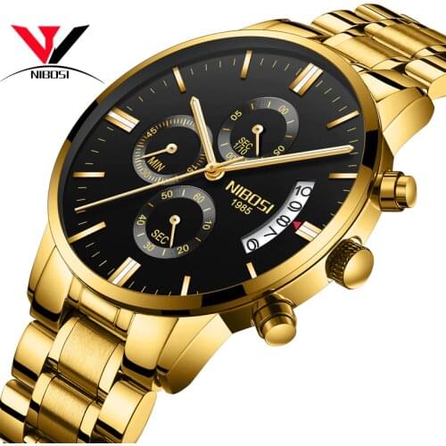 NIBOSI Drop Shipping For 2019 Luxury Brand Watch Men Waterproof Full Stainless Steel Band Relongio mMasculino